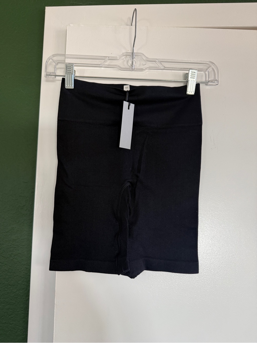 Babaton Black Ribbed Seamless High-Waist Shorts
